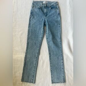 PAIGE Women's Hoxton Straight Light Wash Fray Hem Ankle Jeans Size 24